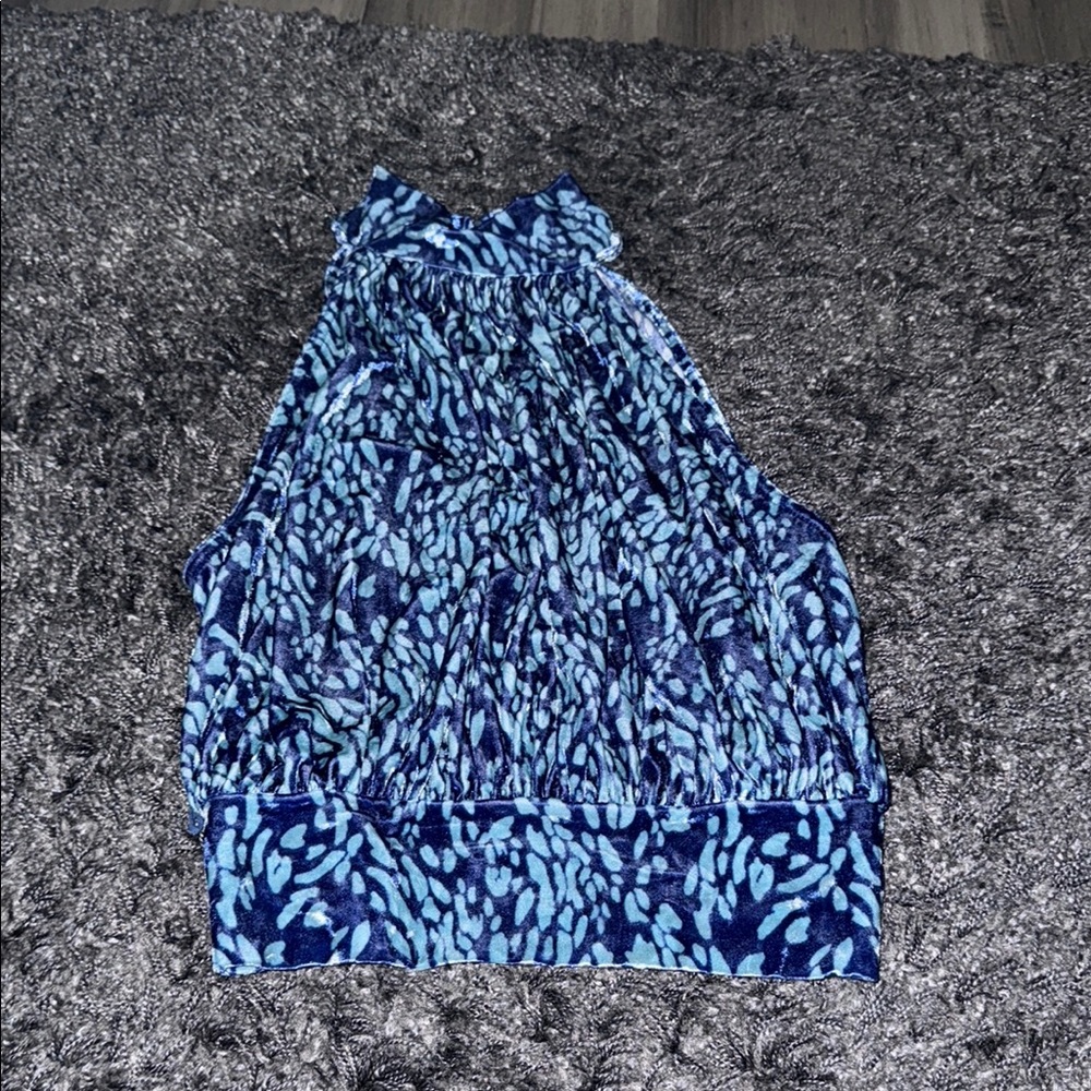 Free People Blue Patterned Top